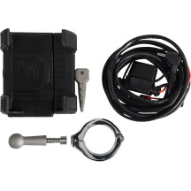 Smartphone/GPS Holder with Charger — Black, Chrome, 31.8 mm clamp