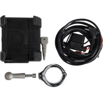 Smartphone/GPS Holder with Charger — Black, Chrome, 31.8 mm clamp