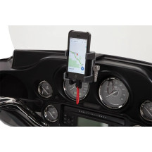 Smartphone/GPS Holder with Charger — 1.3A USB, Fairing mount, Black