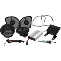 400 Amp/Speaker Kit — 165 mm (6-1/2"), 400 W, Harley-Davidson front, Black/Chrome