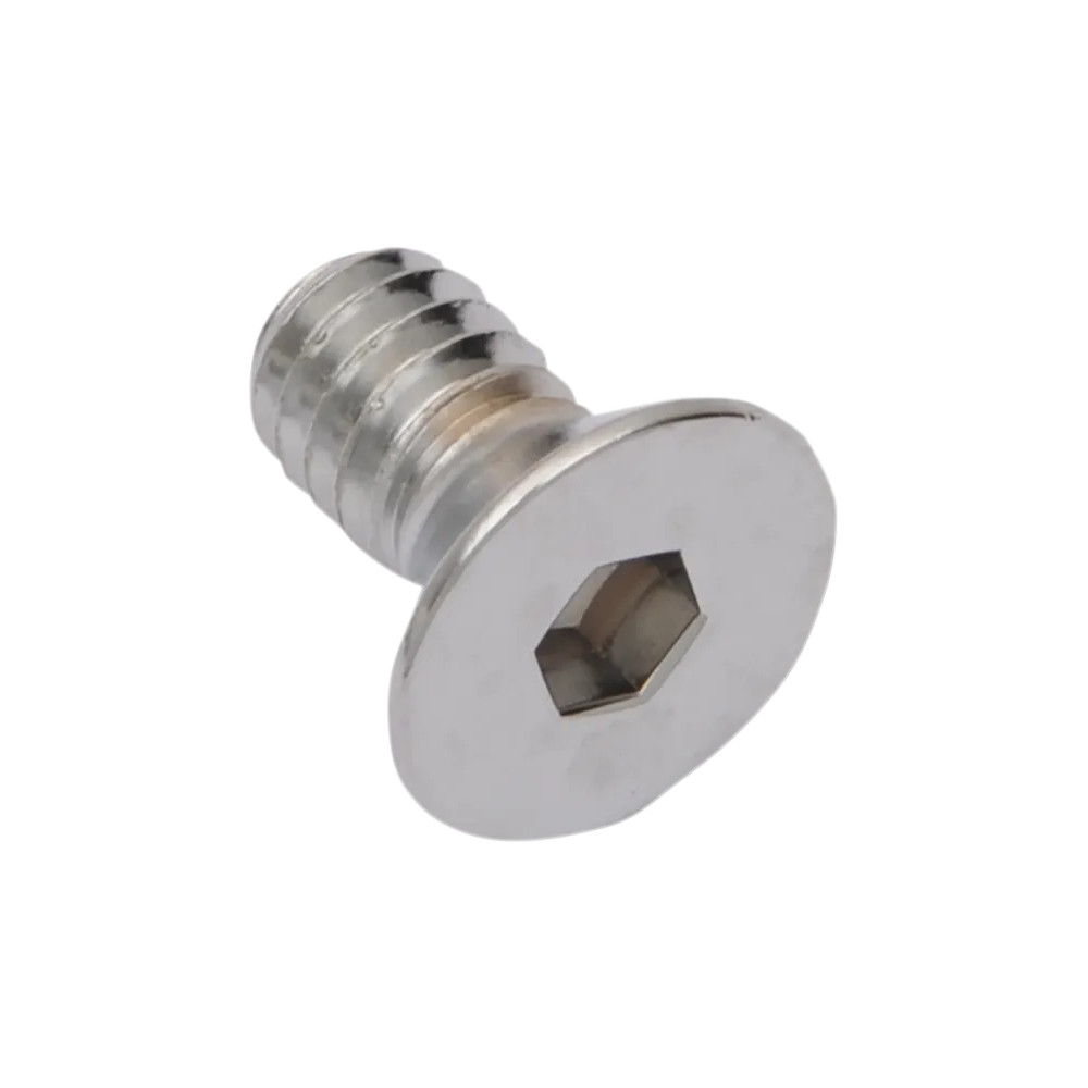 Tornillos avellanados de cabeza hexagonal interior — 12 mm (1/2"), cabeza plana (avellanada), paquete de 10, plateado