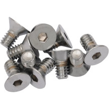Tornillos avellanados de cabeza hexagonal interior — 12 mm (1/2"), cabeza plana (avellanada), paquete de 10, plateado