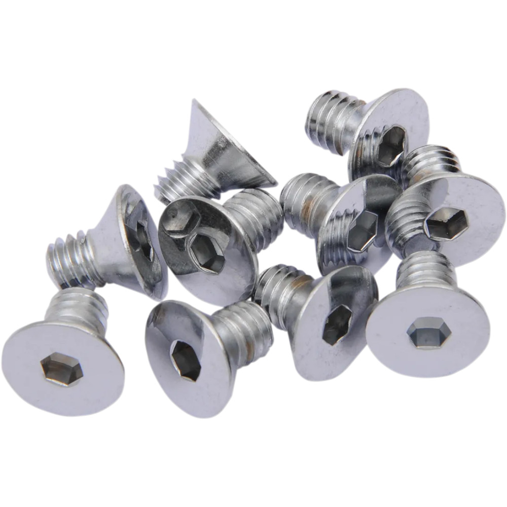 Tornillos avellanados de cabeza hexagonal — 12 mm (1/2"), paquete de 10, plateado