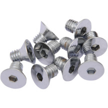 Tornillos avellanados de cabeza con hexágono interior — 15,9 mm (5/8"), Cabeza plana (avellanada), Plateado, Pack de 10