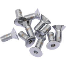 Pernos avellanados de cabeza hexagonal interior — 25.4 mm (1 in), cabeza plana (avellanada), paquete de 10, plateado