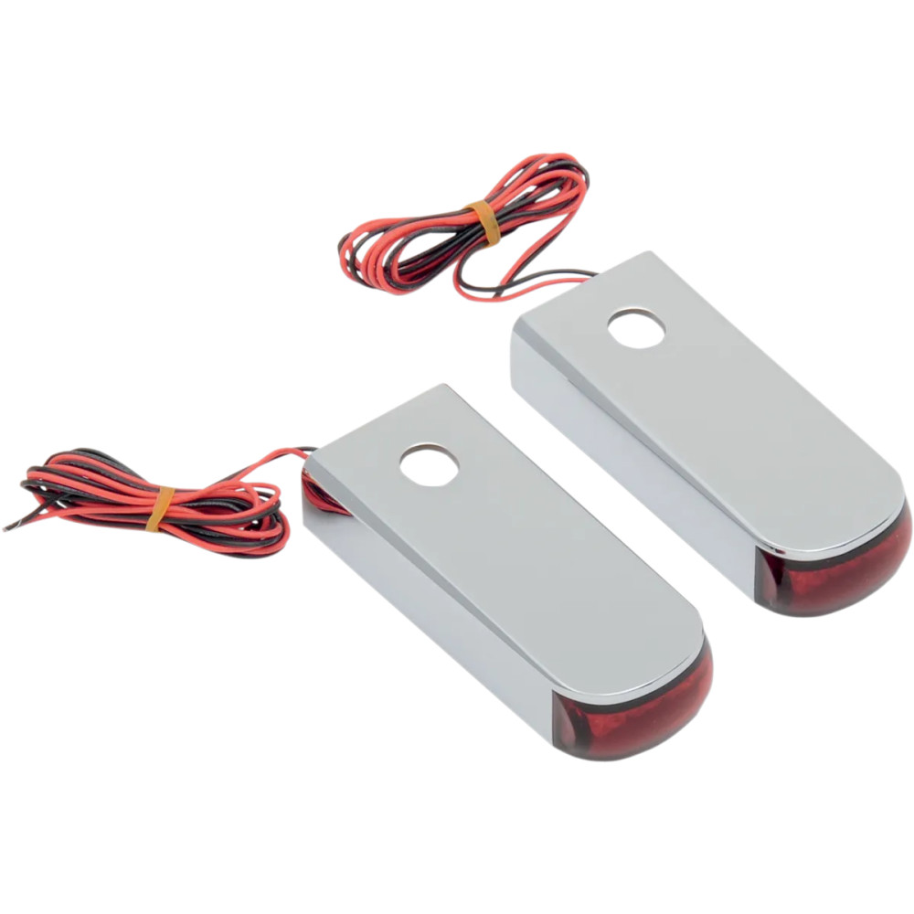 Fender Strut LED Marker Lights — 12V, rear, red, chrome