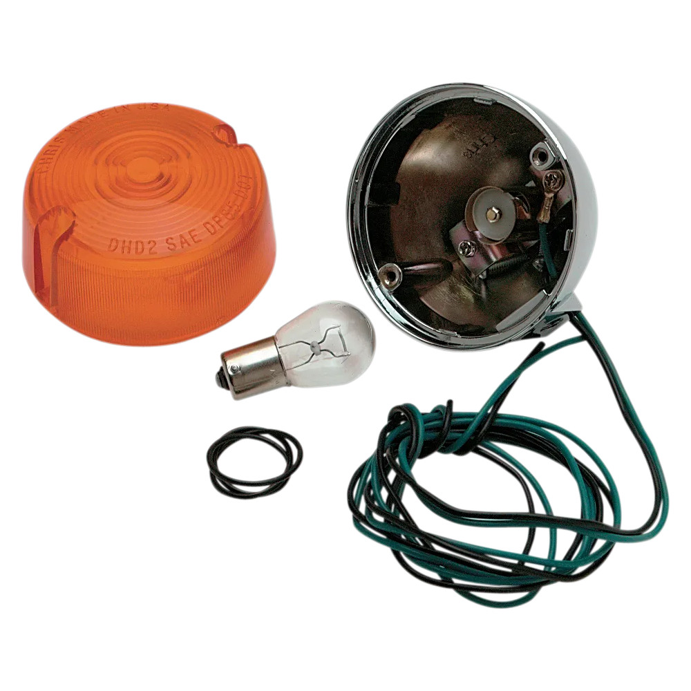 Rear Turn Signal — 12V, Chrome, Amber lens