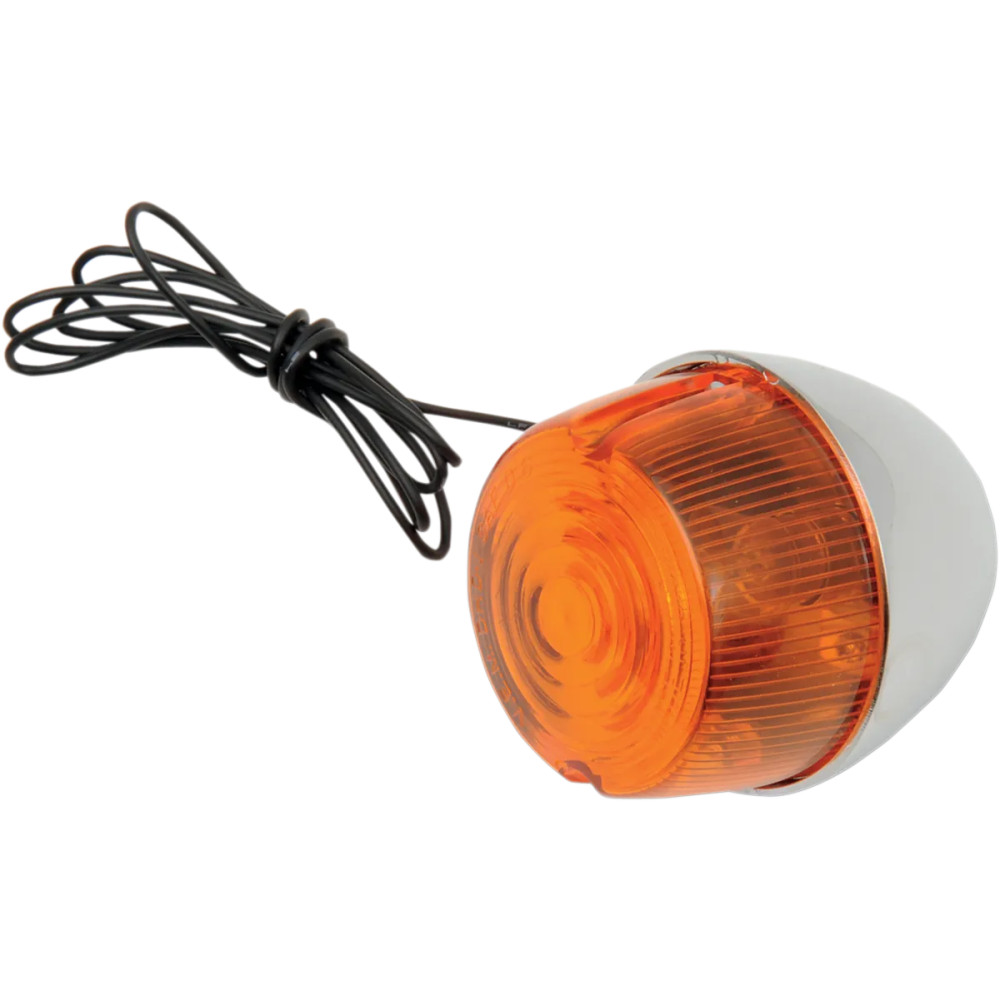 Conjuntos de intermitentes — montaje roscado, delantero/trasero, lentes en ámbar y rojo, carcasa cromada