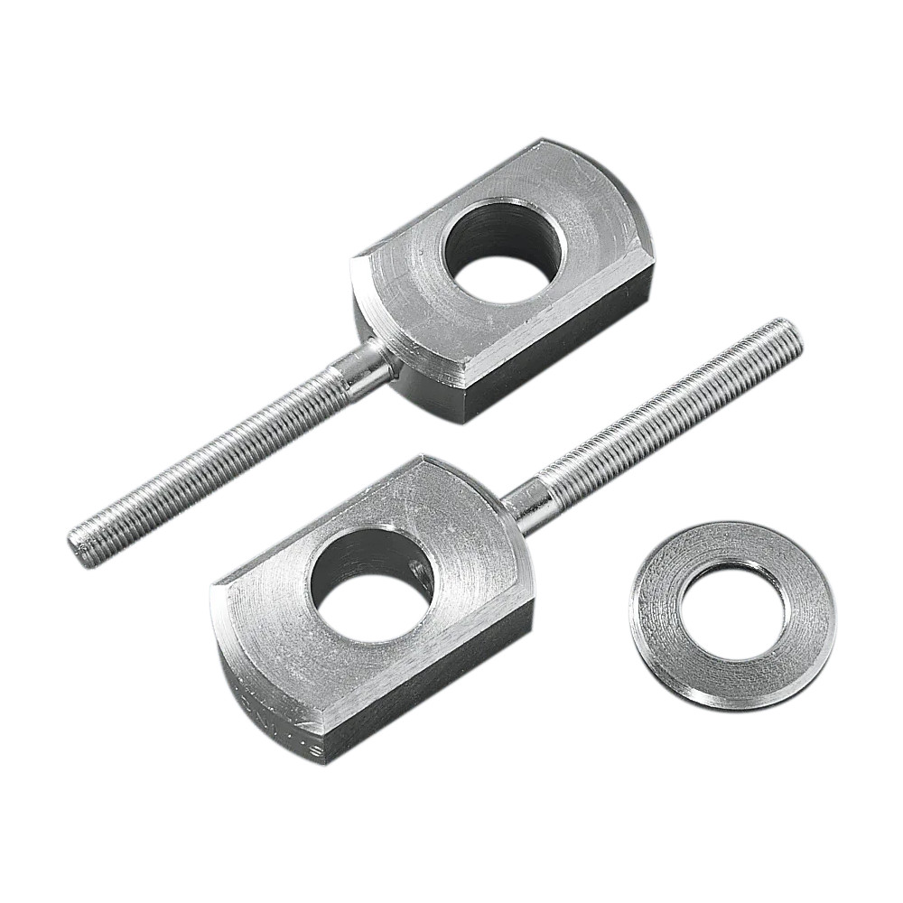 Rear Axle Block Adjusters — Chrome, Pair