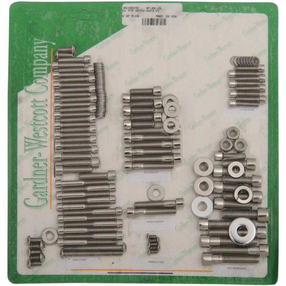 Big Twin Motor Sets — Silver, Polished, Stainless Steel