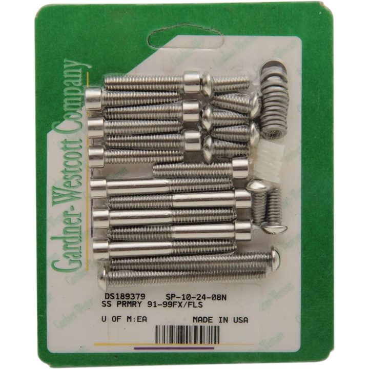 Kit de pernos para tapa primaria/tapa de cadena — Plateado, pulido