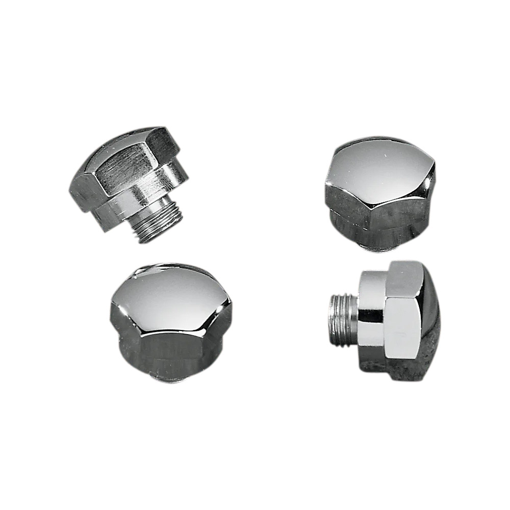 Rocker Shaft End Plugs — Rocker shaft, Chrome finish, 4-pack