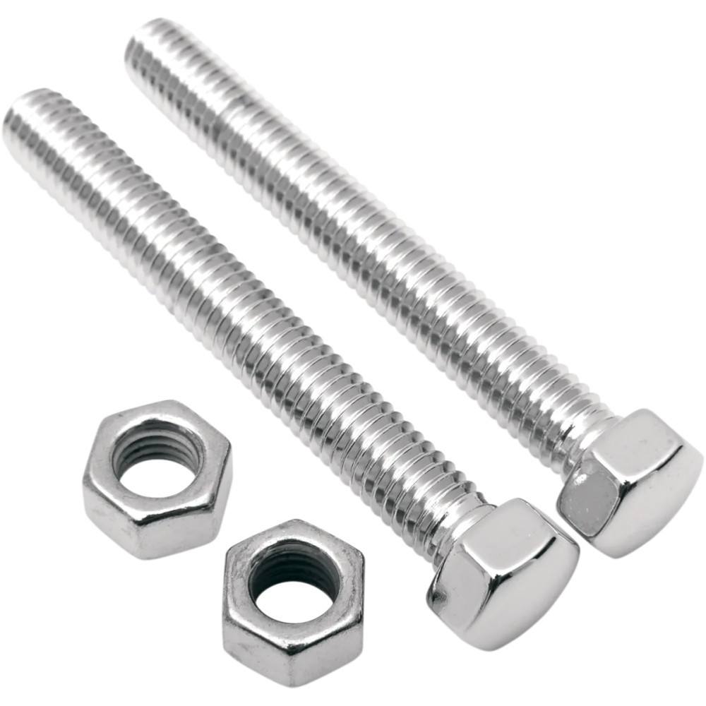 Rear Axle Adjuster Bolts — rear mount, pair, chrome finish