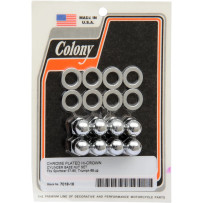 Cylinder Base Nut Kit — Silver, Chrome