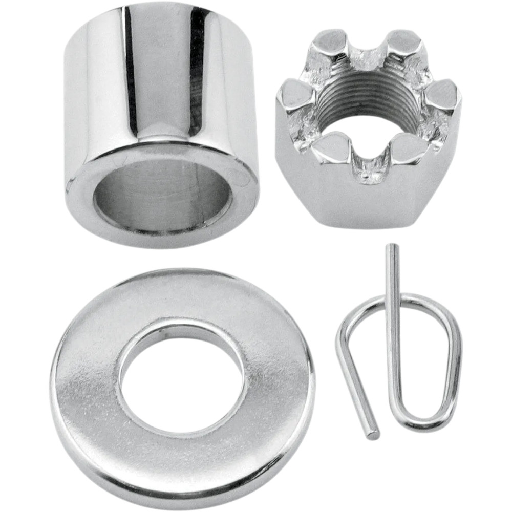 Axle Spacer/Nut Kit — Chrome, Front