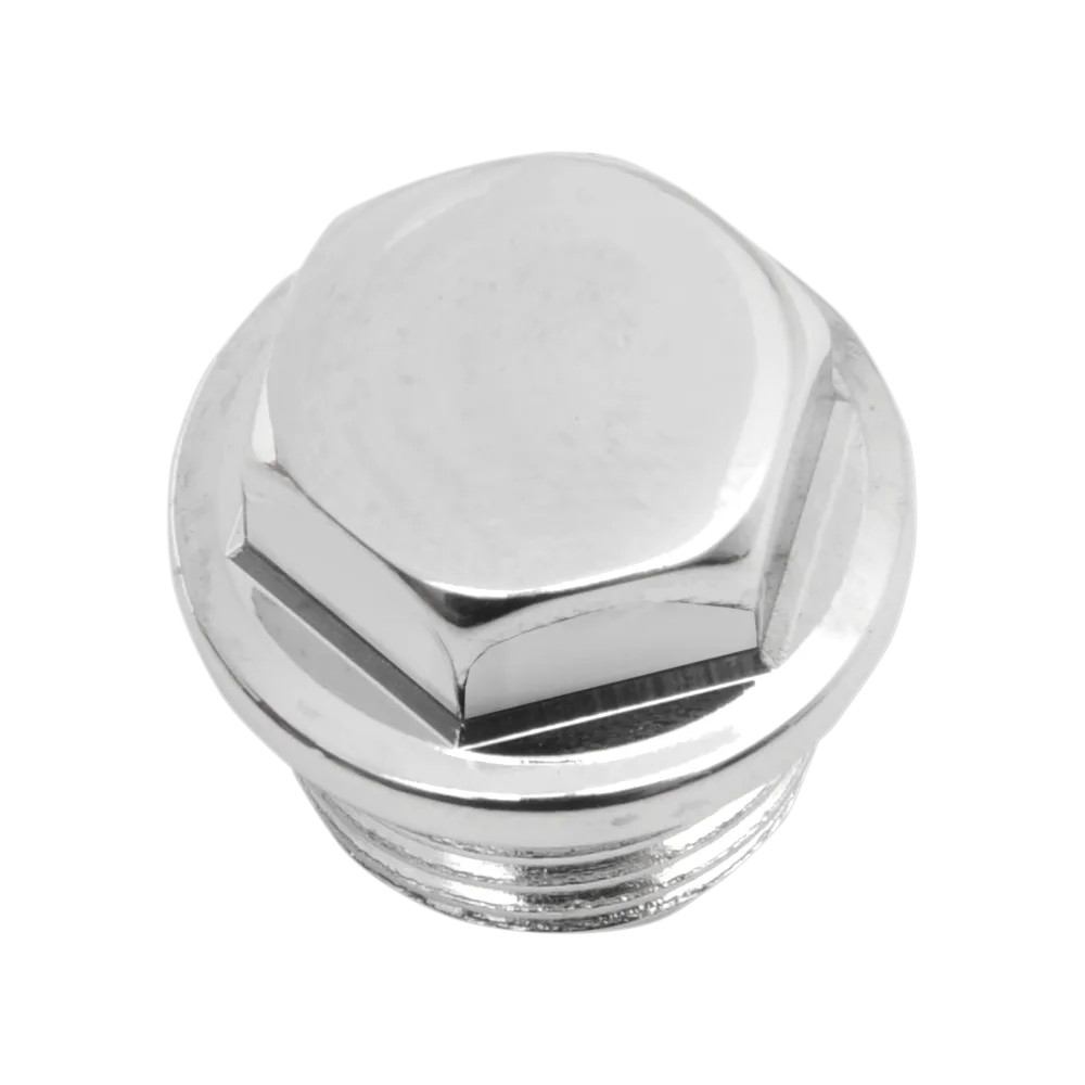 Timing Plugs — 5/8"-18 thread, chrome finish, crankcase/oil tank fitment