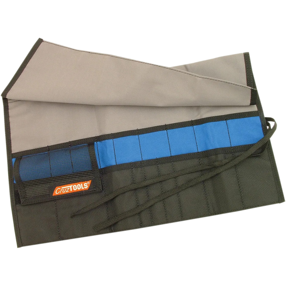 Roll-Up Tool Pouch — 9.5" x 16", Black, Blue