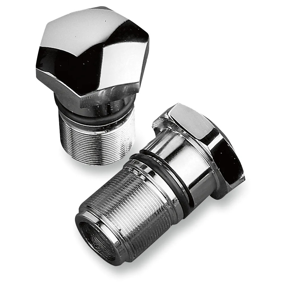 Chrome Fork Tube Plugs and Caps — Domed, Pair