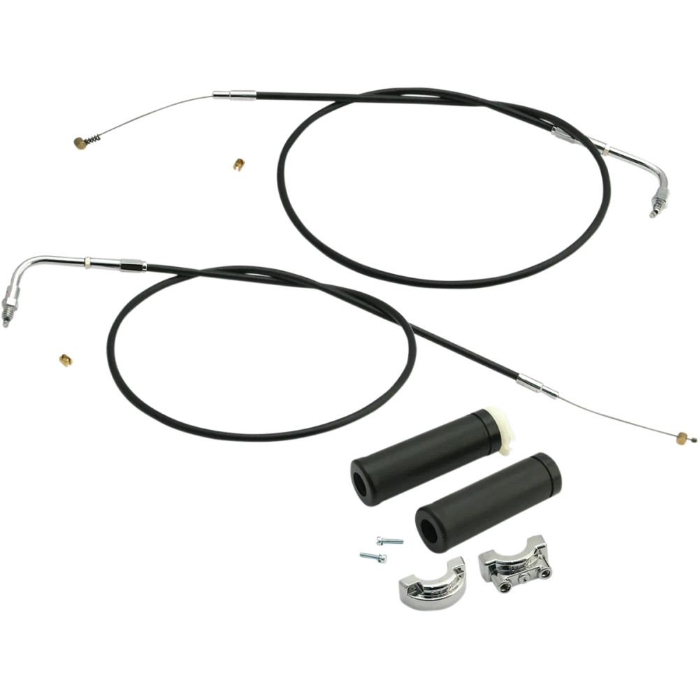Dual-Cable Throttle Assembly Kit — 48" cable, fits 1" handlebars, Black, Chrome