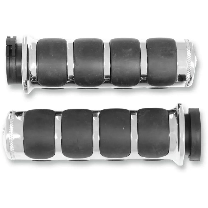 ISO®-Grips para Harley — diámetro de manillar 25.4 mm (1"), negro/cromo