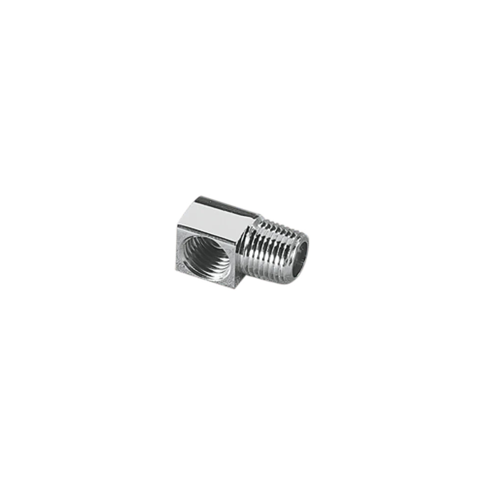 Master Cylinder Elbow Fitting — 1/8" NPT male, 90° connector, Chrome