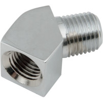 Chrome Motor Case Breather Fitting — 1/4" NPT female/male, 45°