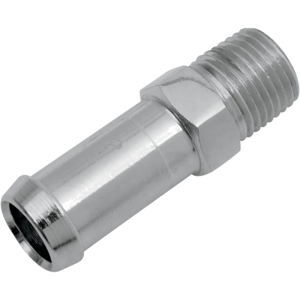 Hose and Tank Fitting — 1/8" NPT male, 3/8" hose, chrome finish