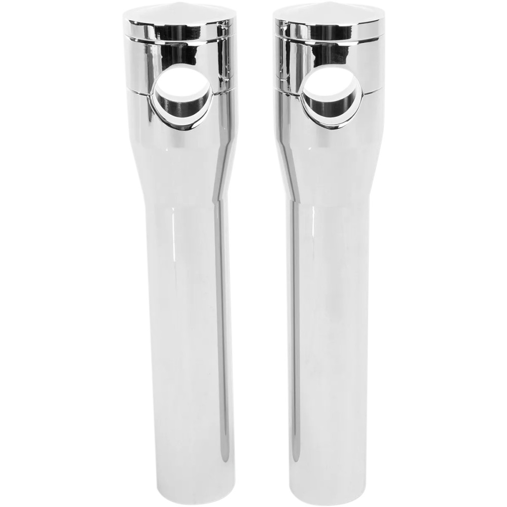 Elevadores Elite de aluminio billet personalizados — elevación 8", abrazadera 1", cromo, compatible con FXSTS Triple Trees