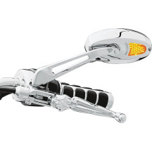 Espejos con intermitente — vástago 17.5 cm (7"), cabeza 13.5 cm x 7 cm, cromado