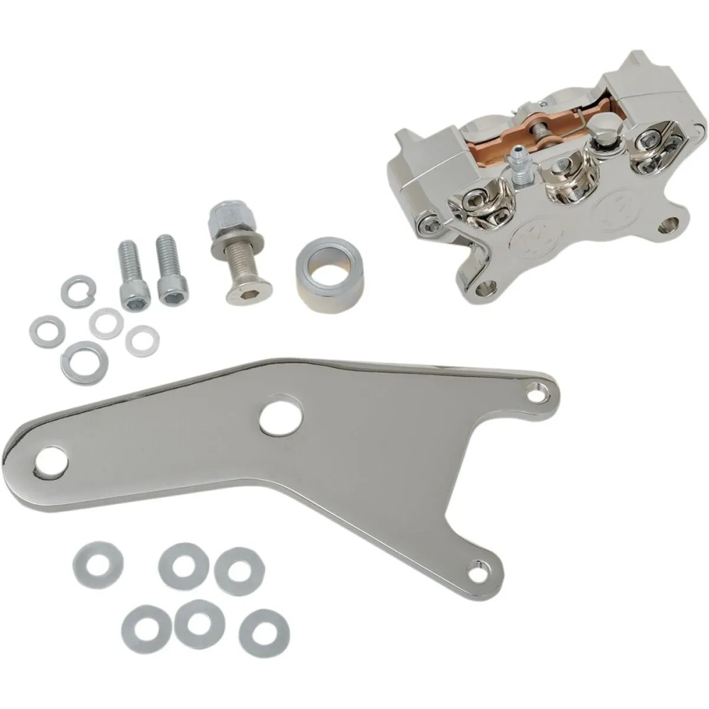 Shovelhead Classic Caliper Kit — 292 mm (11-1/2"), 4 piston, rear, Chrome