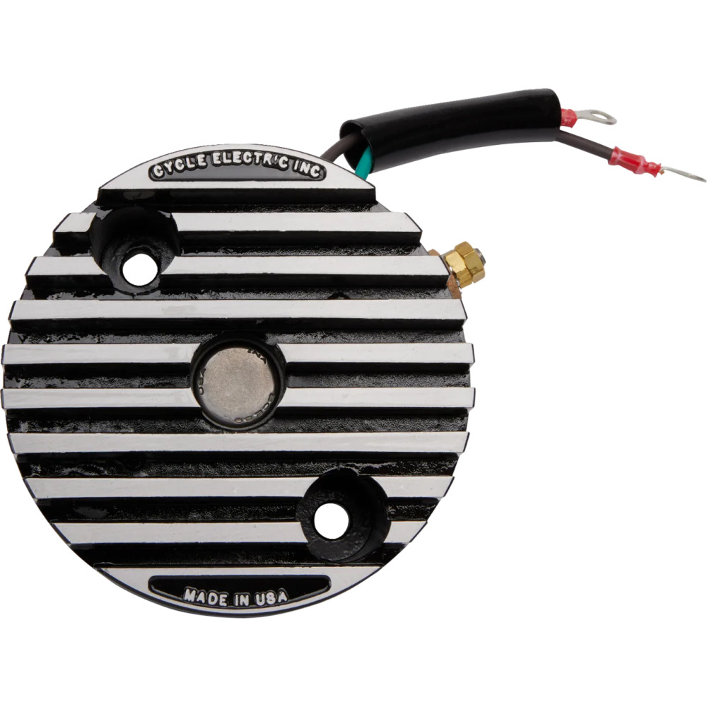 Regulador estándar montado en generador con placa final actualizada — 12V, placa final 4 orificios, negro