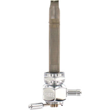 Power-Flo Fuel Valve — 22 mm outlet, 7.9 mm (5/16") hose barb, Chrome