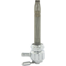 Power-Flo Fuel Valve — 22 mm outlet, 5/16" (7.9 mm) hose barb, Chrome