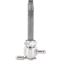 Power-Flo Fuel Valve — 22 mm outlet, 7.9 mm (5/16") hose barb, Chrome