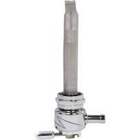 Power-Flo Fuel Valve — 22 mm, 5/16" hose barb, Chrome