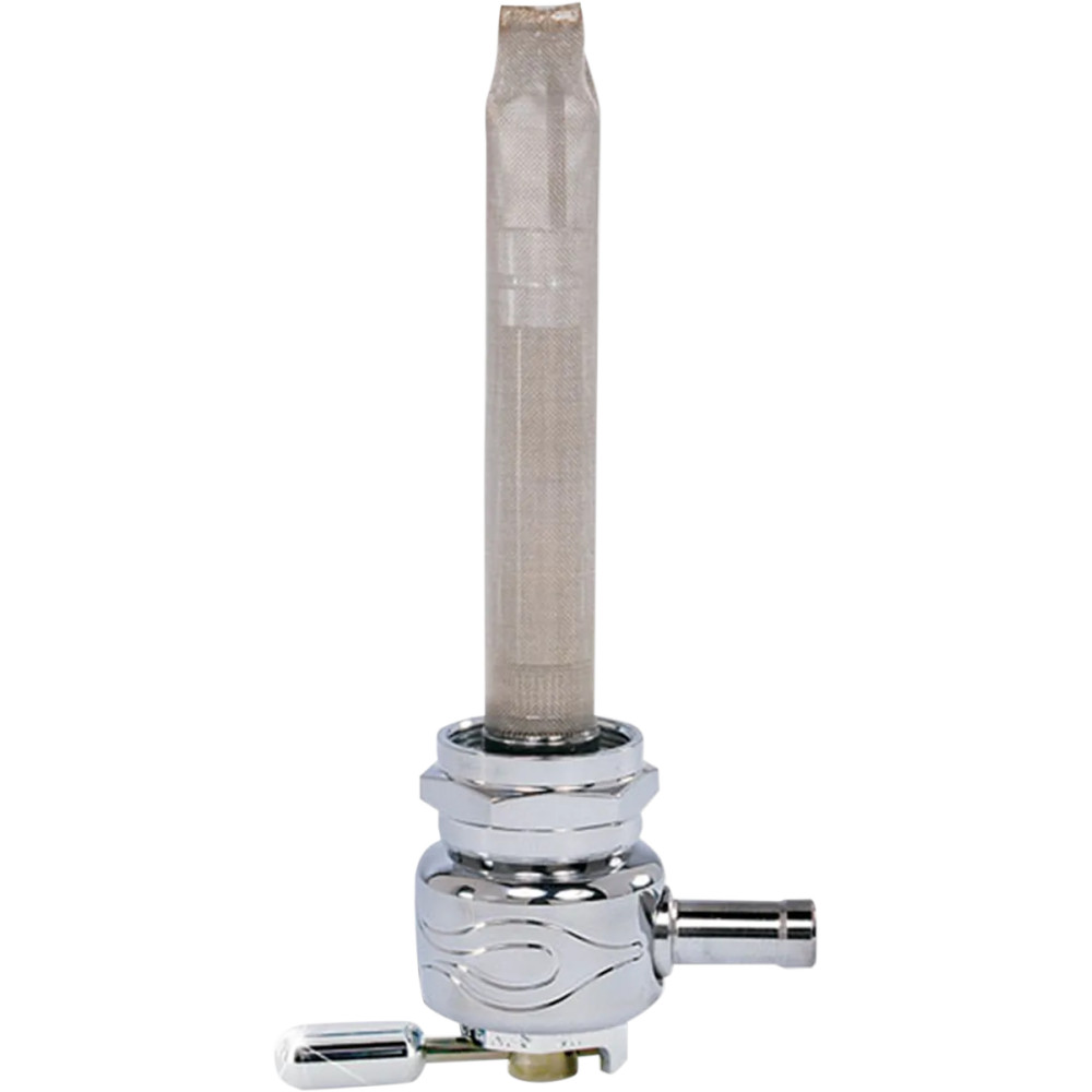 Power-Flo Fuel Valve — 22 mm outlet, 7.9 mm (5/16") hose barb, chrome
