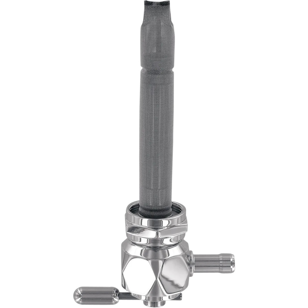 Power-Flo Fuel Valve — 22 mm outlet, 7/9 mm (5/16") hose barb, chrome
