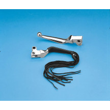 Cubiertas de palanca de cuero con flecos — fleco de 12", compatibles con palancas de estilo cruiser más grandes, negro