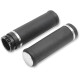 Puños de goma con aros decorativos y tapas finales — diámetro 25.4 mm (1"), longitud 12.7 cm (5"), negro/cromo