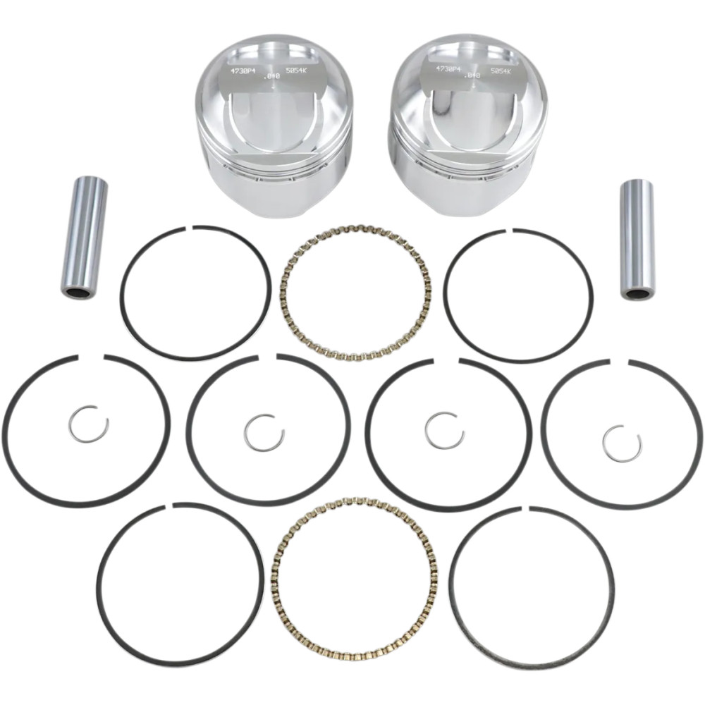 High-Performance Piston Kit — Bore 3.537", Stroke 4.25", 9.5:1 compression, 1340 cc