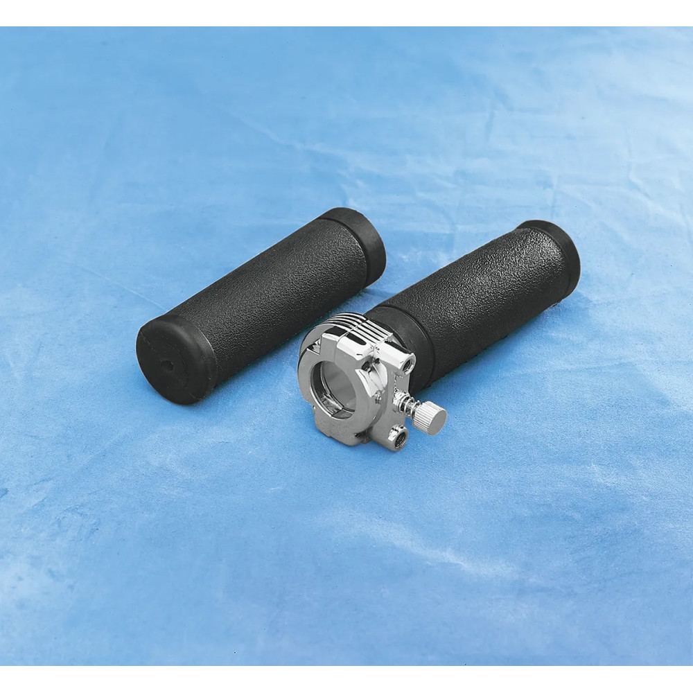 Conjunto de acelerador — 25,4 mm (1") para manillar, Cable doble, Negro/Cromo