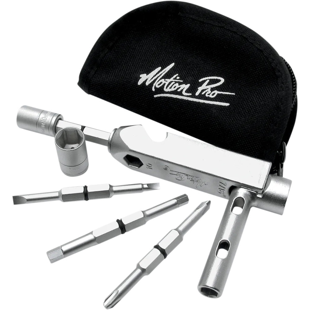 Multi-Purpose Tool — 8–14 mm sockets, 5 & 6 mm hex, #2–#3 Phillips, 1/4" & 3/8" drivers, nickel pewter