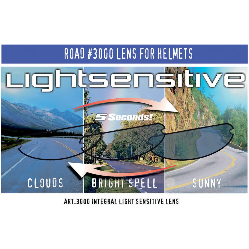 No-Fog Helmet 3000 Shield Insert Lens — Light sensitive, Clear
