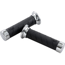862 Cruiser Grips — 22 mm (7/8") handlebar diameter, 14 cm (5-1/2") length, Black, Chrome