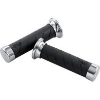 862 Cruiser Grips — 22 mm (7/8") handlebar diameter, 14 cm (5-1/2") length, Black, Chrome