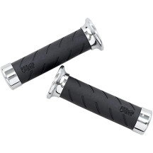 862 Cruiser Grips — 22 mm (7/8") handlebar diameter, 14 cm (5-1/2") length, Black, Chrome