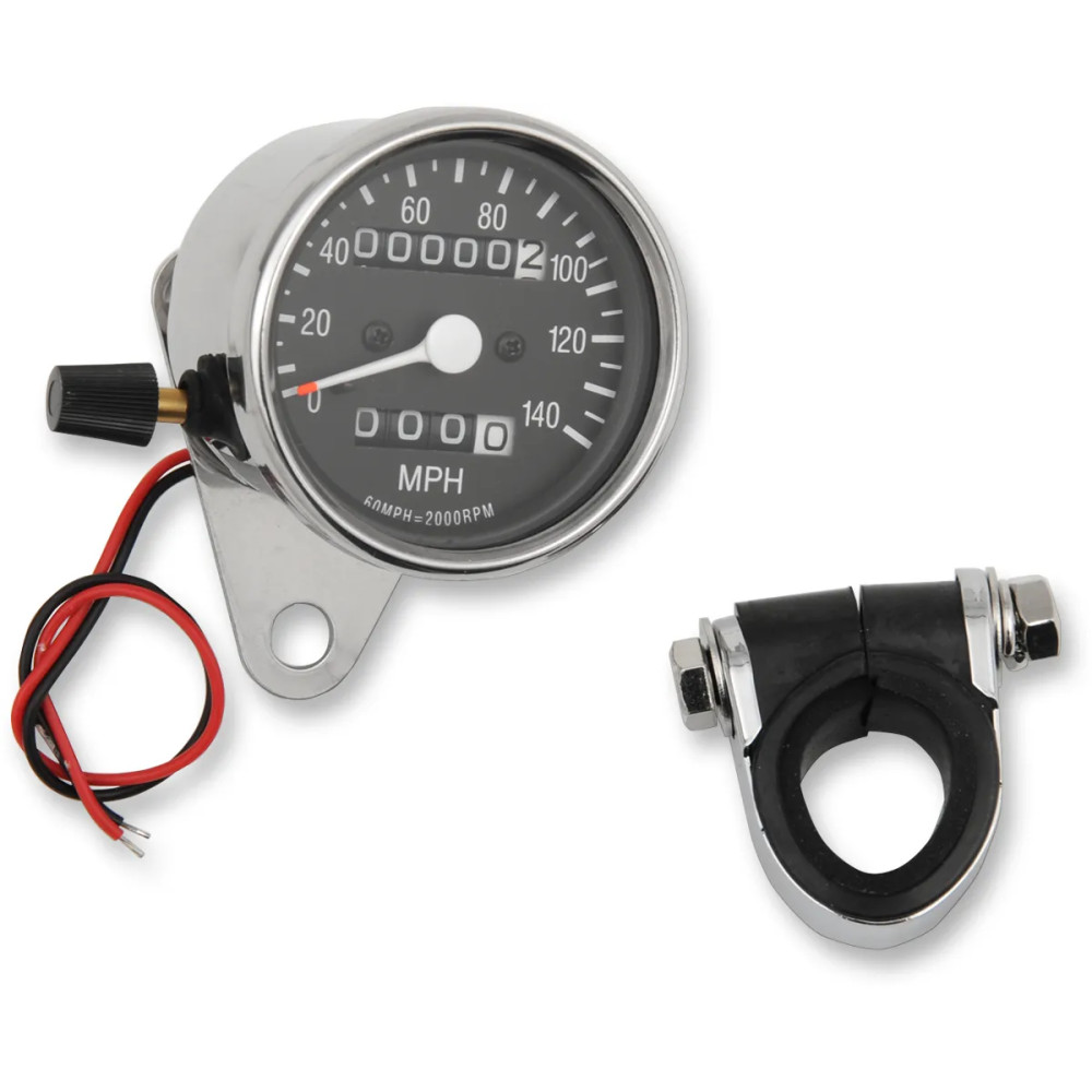 2.4" Mini Mechanical Speedometer — black, 12V