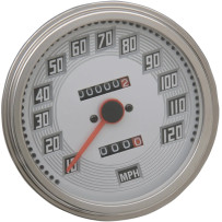5" FL-Style 2240:60 Speedometer — 12 mm thread, polished housing, white face