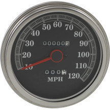 5" FL-Style 2240:60 Speedometer — 12 mm thread, black face, polished housing