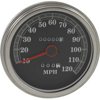 5" FL-Style 2240:60 Speedometer — 12 mm thread, black face, polished housing